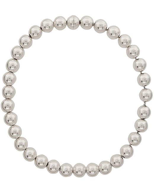 Jil Sander Metallic Silver Sphere Necklace