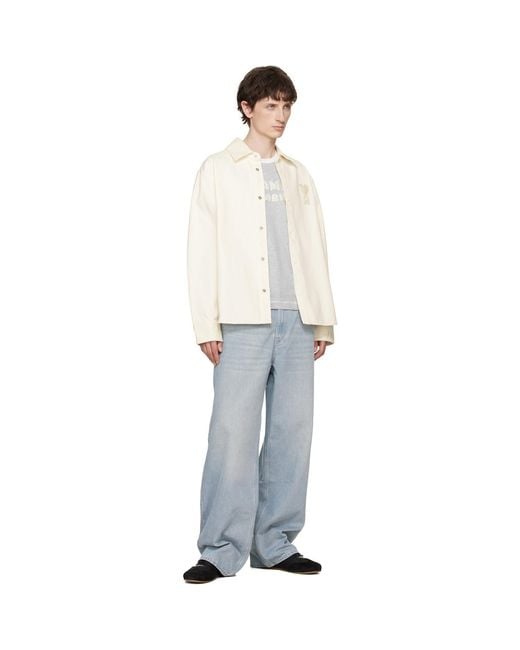 AMI White Cotton Knitted 'ami De Coeur' Overshirt for men
