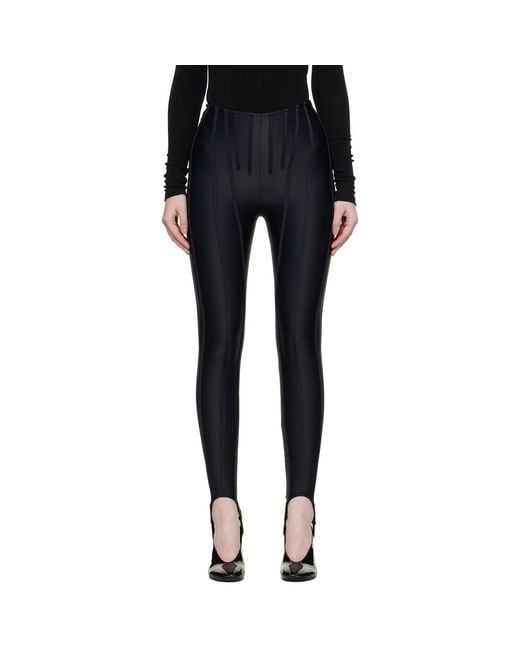 Mugler Black Corseted Leggings