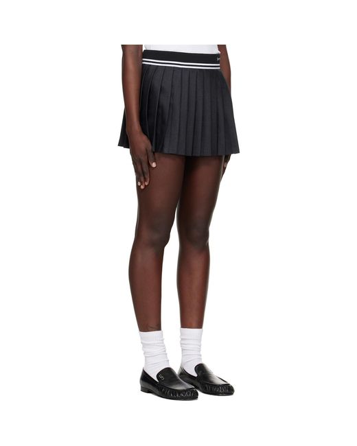 Sporty & Rich Black Abigail Wool Pleated Miniskirt