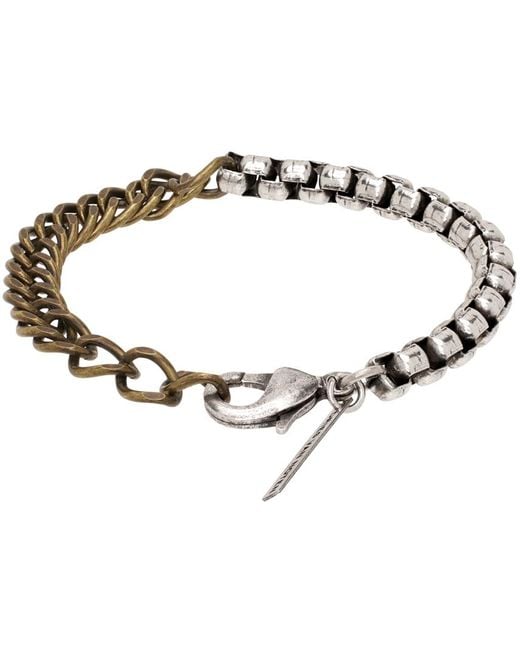 Dries Van Noten Black Silver Chain Bracelet for men