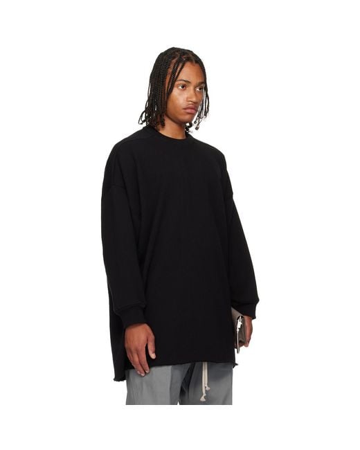 Rick Owens Black Concordians Tommy Ls Sweatshirt for men