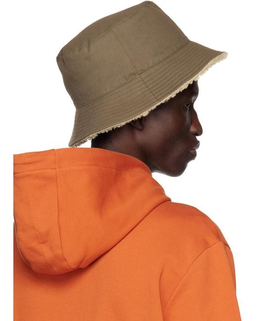 Paul Smith Brown Khaki Reversible Bucket Hat for men