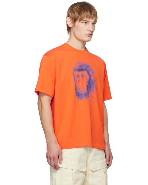 A Bathing Ape Orange Pixel Comic Ape Head T-Shirt for men