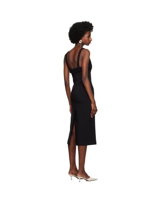 RECTO. Black Chunky Bra Top Patch Midi Dress