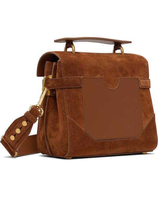 Balmain Brown Tan Suede B-buzz 23 Bag