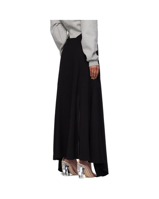 Mugler Black Asymmetrical Cascading Maxi Skirt