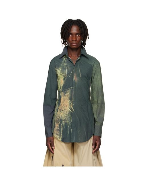 Jean Paul Gaultier Multicolor Ssense Exclusive Khaki & Mesh Printed Acid Water Shirt for men