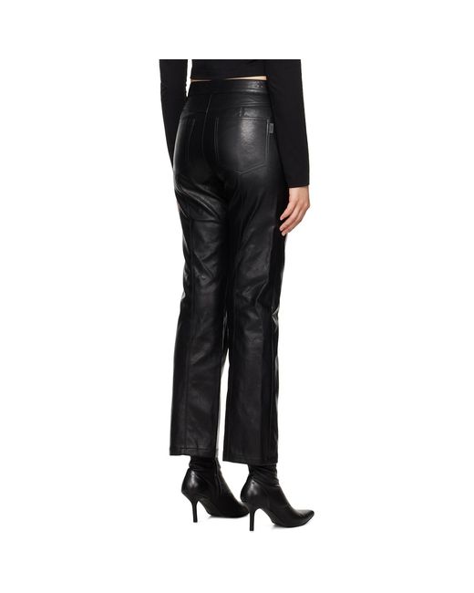 Juun.J Black Darted Faux-Leather Trousers