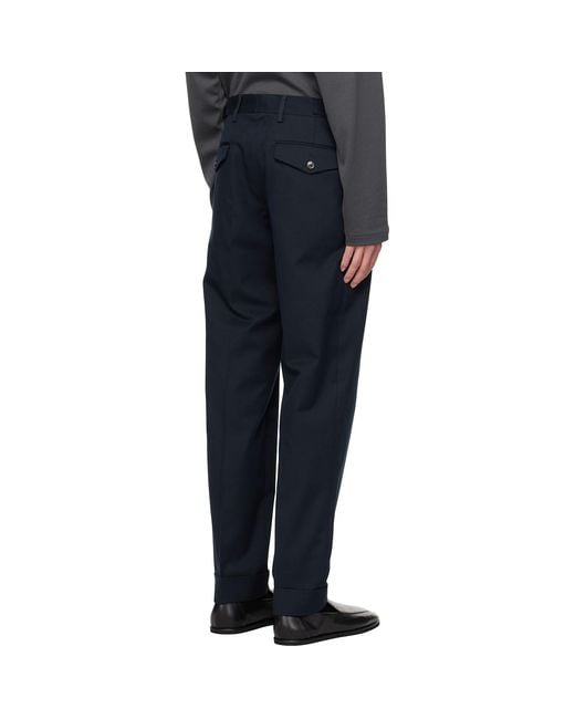 Dries Van Noten Blue Button Tab Trousers for men