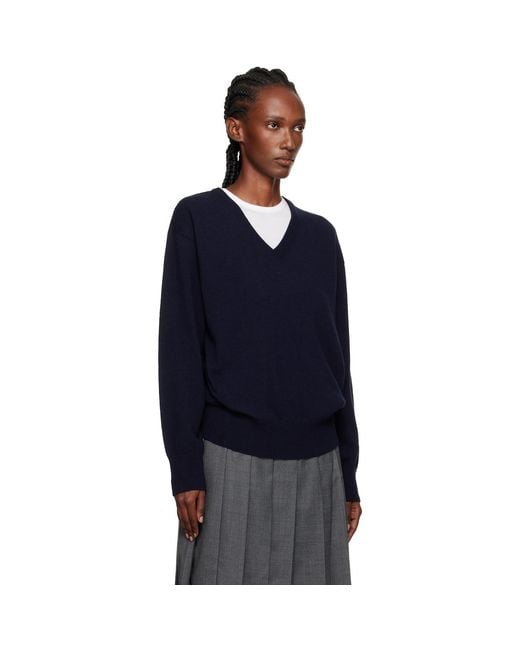 NOTHING WRITTEN Blue Puno V-Neck Pullover Sweater
