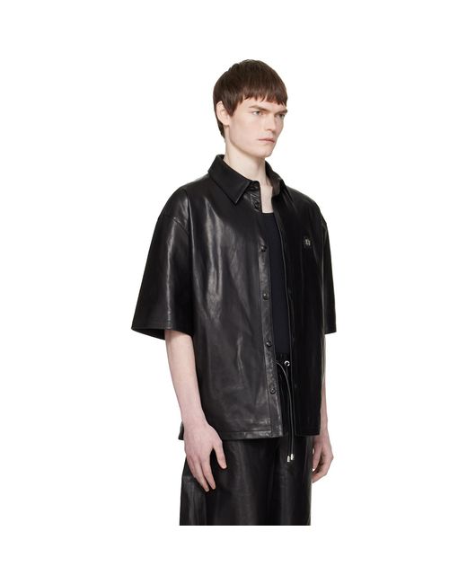 Amiri Black Ma Oversized Leather Shirt for men