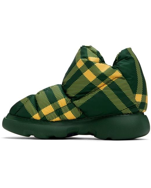 Burberry Green & Yellow Check Pillow Boots for men