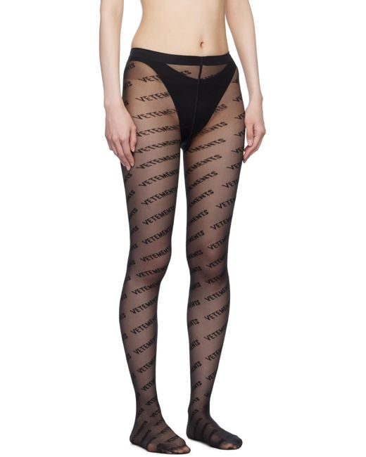 Vetements Wolfordエディション ブラック ロゴ タイツ Black