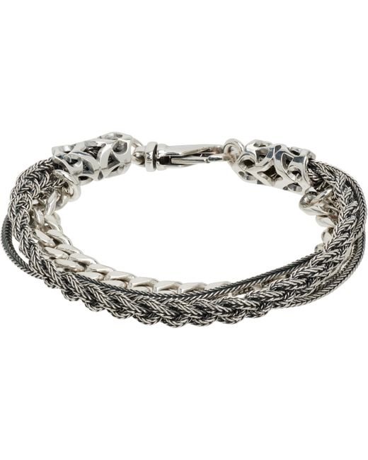Emanuele Bicocchi Black Chain & Braided Bracelet for men