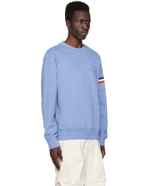 Moncler Blue Crewneck Sweatshirt for men