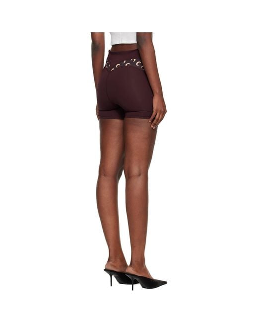 MARINE SERRE Multicolor Burgundy Athleisure Moon Insert Mini Shorts