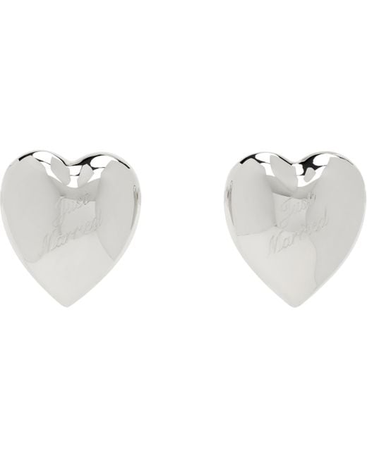 Dheygere Black Ssense Exclusive Bridal Capsule 'Just Married' Heart Earrings