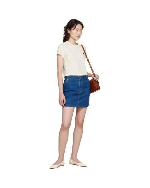 Maison Kitsuné Blue High-Rise Denim Miniskirt