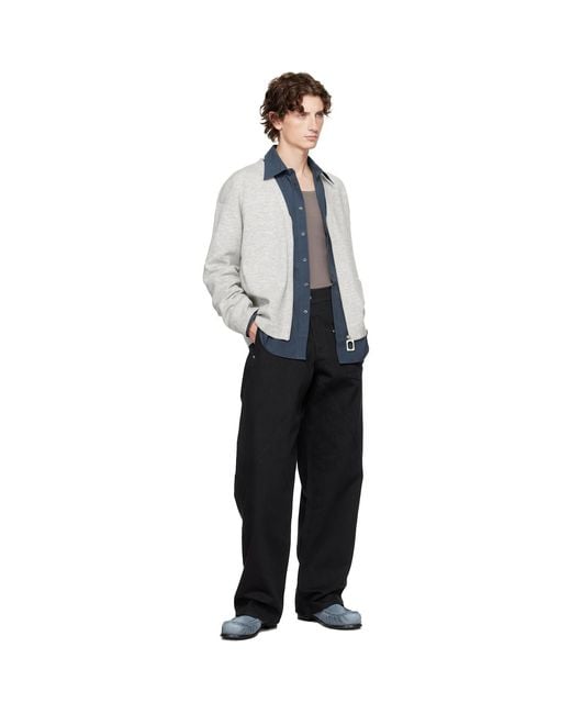 J.W. Anderson Gray V-Neck Zip-Up Cardigan for men