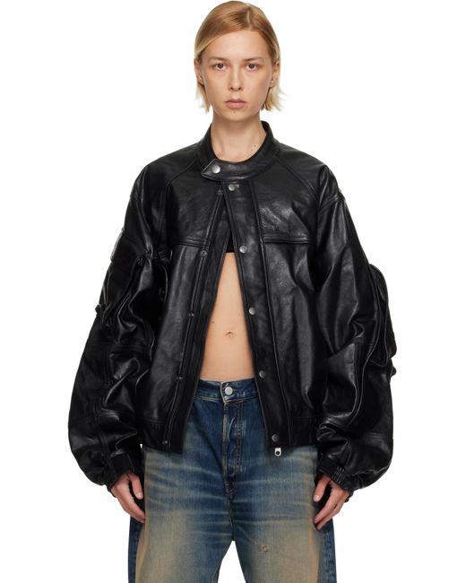 Martine Rose Bumbag Leather Jacket in Black | Lyst