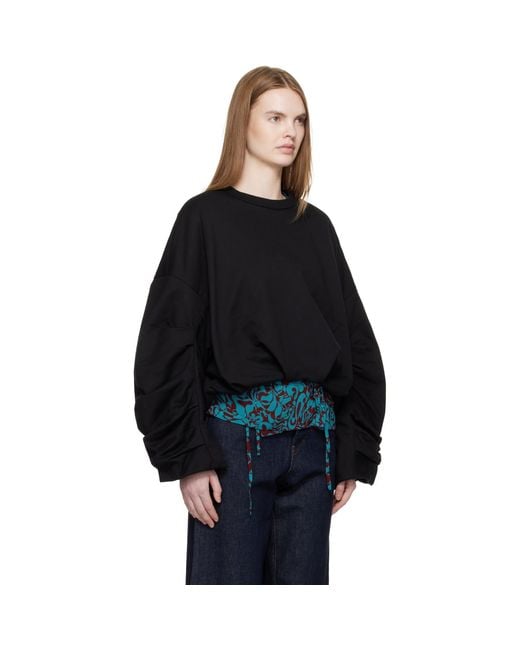 Dries Van Noten Black Draped Sweatshirt