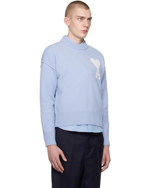 AMI Blue Ami De Cœur Sweater for men