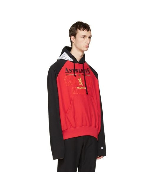 Champion hoodie black and red top