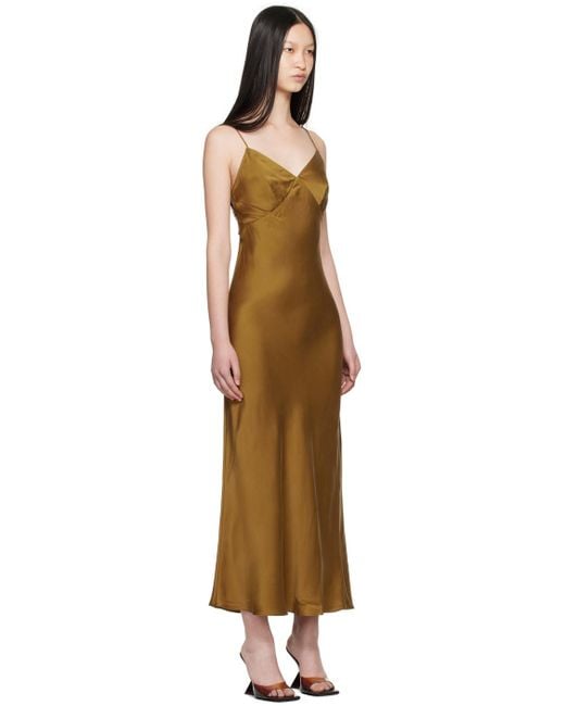 SILK LAUNDRY Black Tan Deco Rouleau Maxi Dress