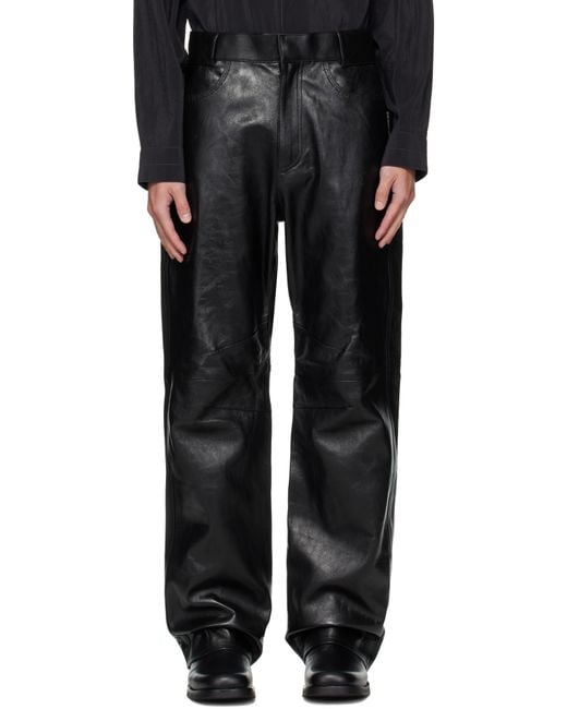OUAT Black Office Leather Pants for men