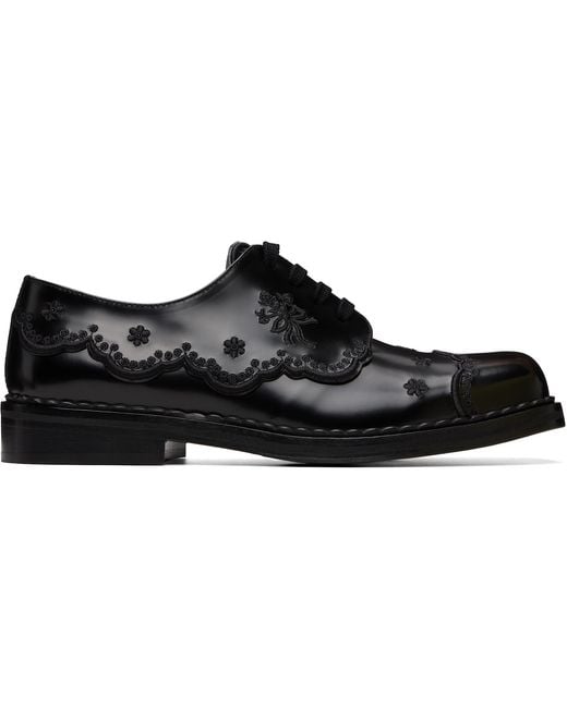 Simone Rocha Black Floral Lace Brogue Derbys for men