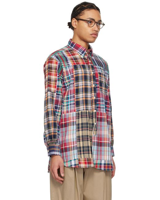 Engineered Garments Red Enginee Garments Patchwork Shirt for men