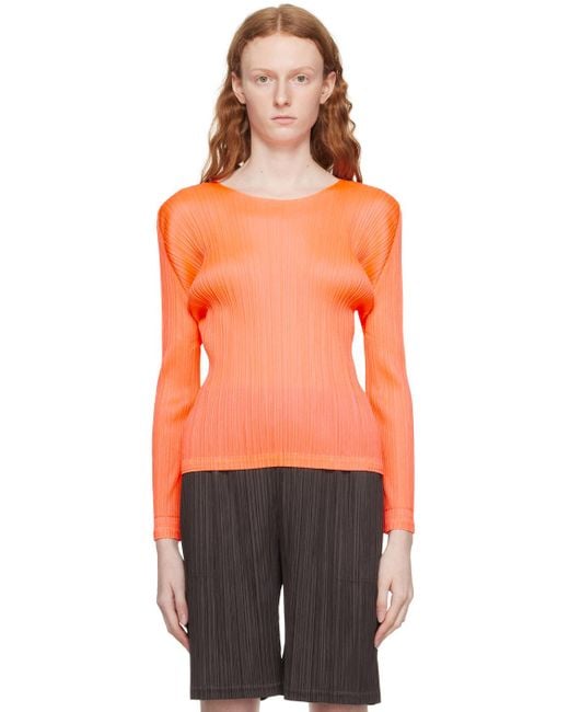 Pleats Please Issey Miyake Orange Monthly Colors January Long Sleeve T-shirt