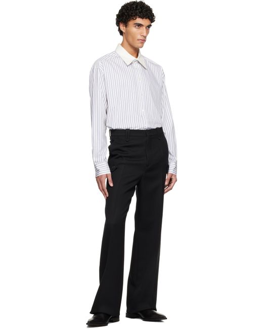 Lanvin White Oversized Striped Cotton Poplin Shirt for men