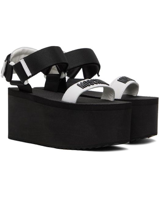 Moschino Black Logo Flatform Wedge Sandals