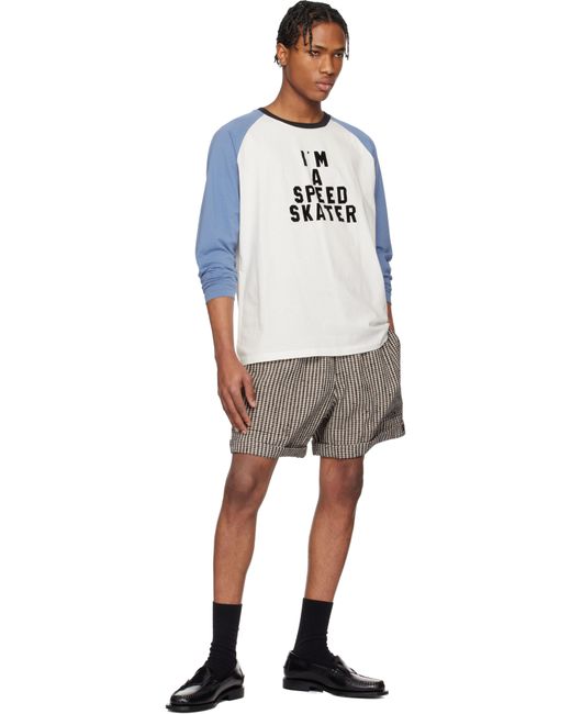 メンズ Bode ホワイト＆ブルー 'Skater' Tシャツ Gray