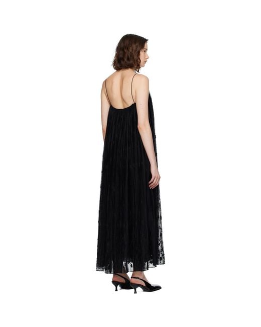 Totême  Black Floral Tulle Midi Dress