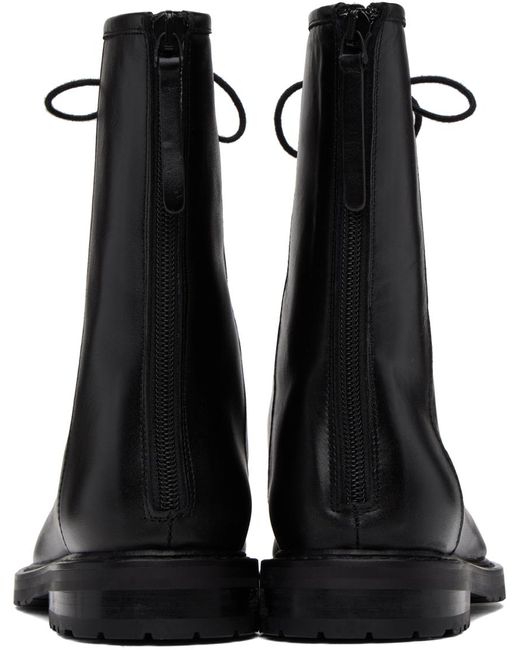 LEGRES Black Lace-up Combat Boots