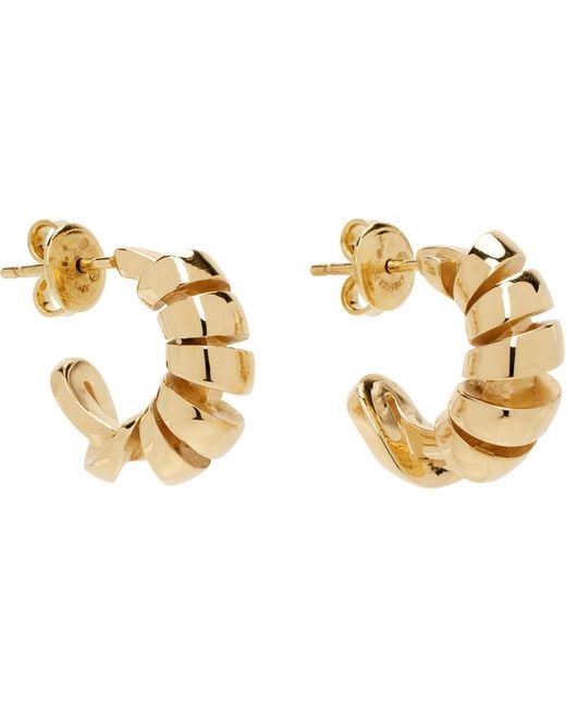 Boucles D'Oreilles Dorées À Ornement Torsadé Bottega Veneta en coloris Black