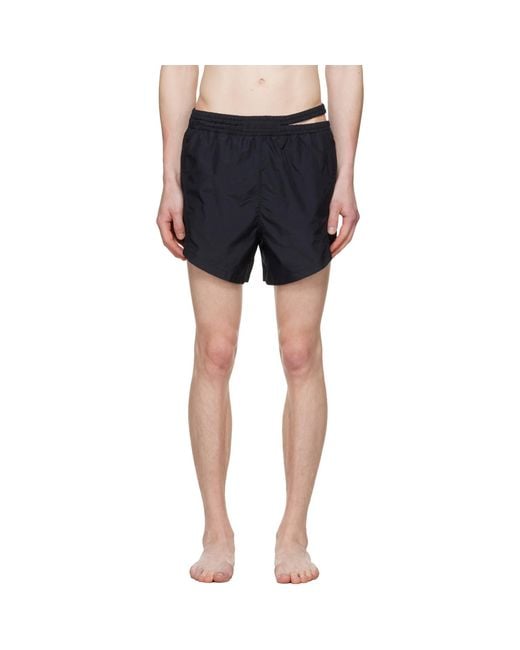 Louis-Gabriel Nouchi Black Asymmetrical Opening Swim Shorts for men