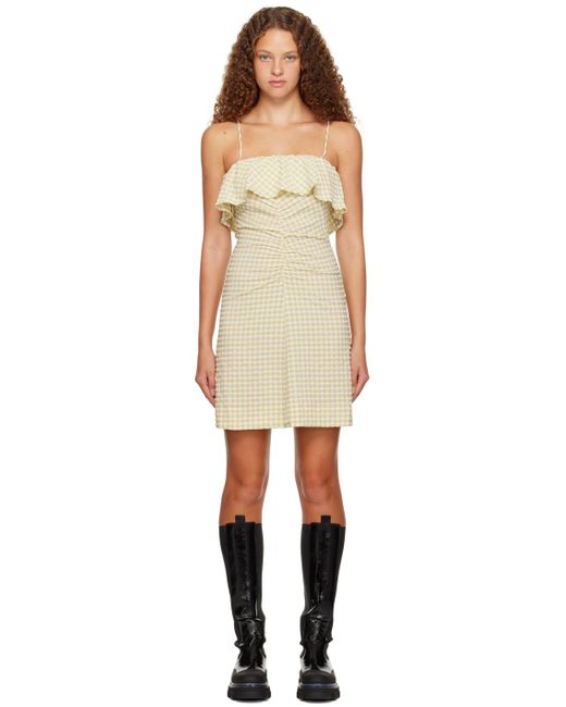 Ganni Beige Ruched Minidress in Black Lyst Canada