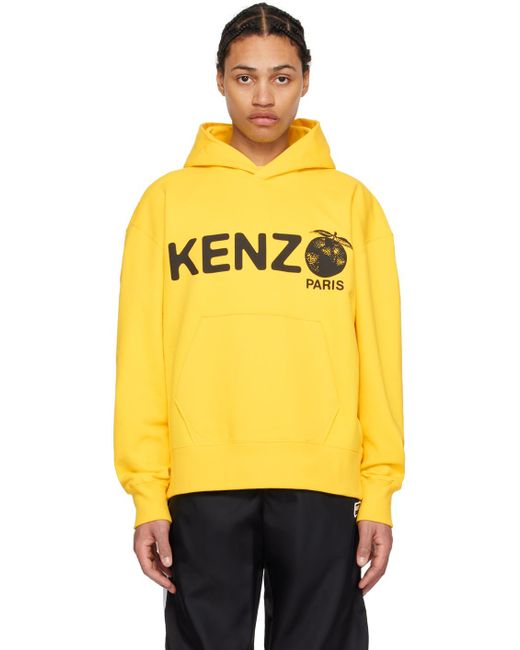 Pull à capuche jaune à images d' KENZO pour homme en coloris Yellow