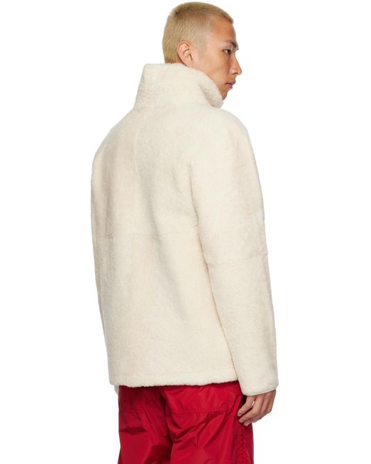 Army by Yves Salomon Natural Off- Funnel Neck Shearling Jacket for men