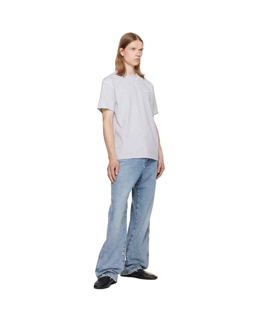 Givenchy Gray Contour Seam Contrasted Stitch T-Shirt for men