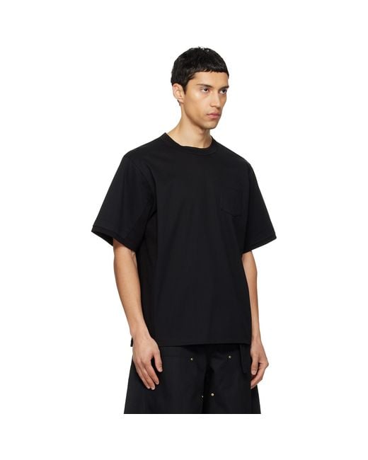 Sacai Black Cotton Jersey T-Shirt for men