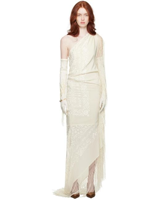 Robe longue de style châle de piano blanc cassé exclusive à ssense - mariage Conner Ives en coloris Black