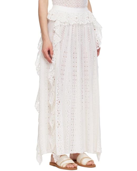 Chloé オフホワイト ラッフル マキシスカート Multicolor
