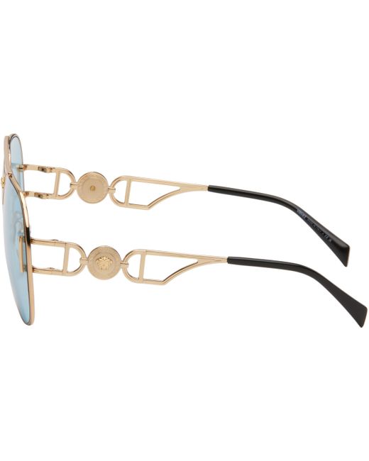 Lunettes De Soleil Aviateur Dorées À Ferrures À Logo Medusa '95 Versace en coloris Black
