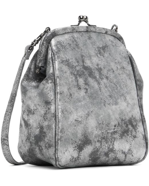 Yohji Yamamoto Gray Silver Discord Leather Bag