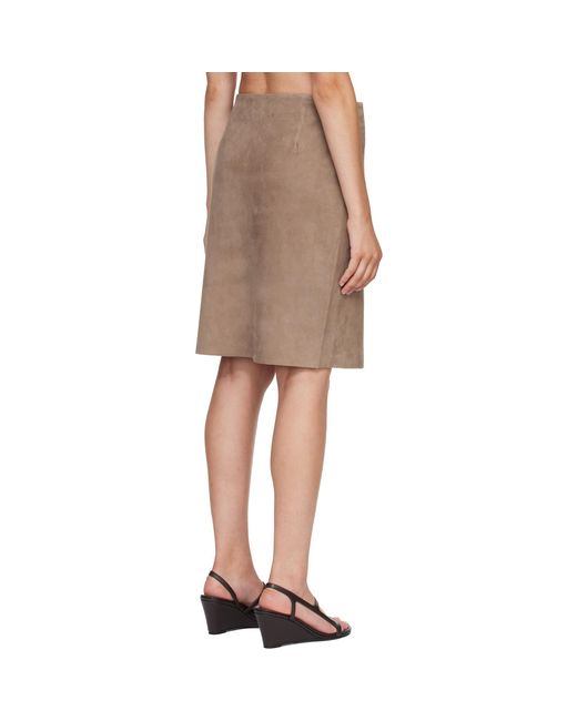 St. Agni Natural Taupe Suede Everyday Wrap Midi Skirt